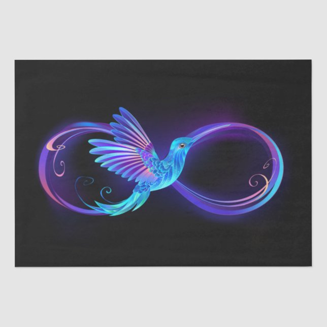 Neon Infinity Symbol mit dem leuchtenden Hummingbi Seidenpapier (Vorderseite)