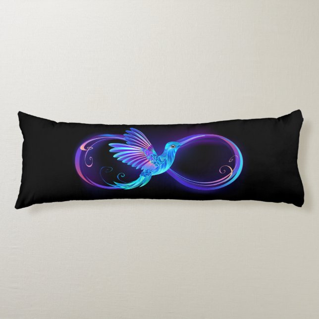 Neon Infinity Symbol mit dem leuchtenden Hummingbi Seitenschläferkissen (Vorderseite)