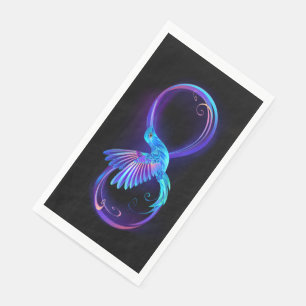 Neon Infinity Symbol mit dem leuchtenden Hummingbi Serviette