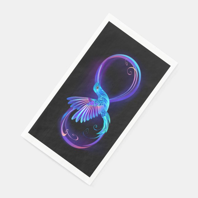 Neon Infinity Symbol mit dem leuchtenden Hummingbi Serviette (Ecke)