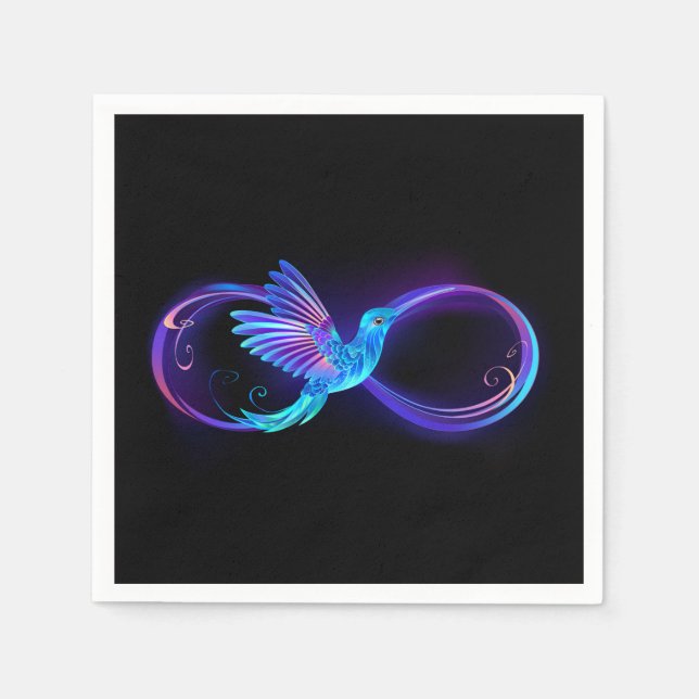 Neon Infinity Symbol mit dem leuchtenden Hummingbi Serviette (Vorderseite)