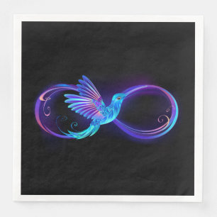 Neon Infinity Symbol mit dem leuchtenden Hummingbi Serviette