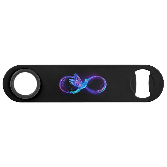 Neon Infinity Symbol mit dem leuchtenden Hummingbi Speed Flaschenöffner (Vorderseite (Horizontal))