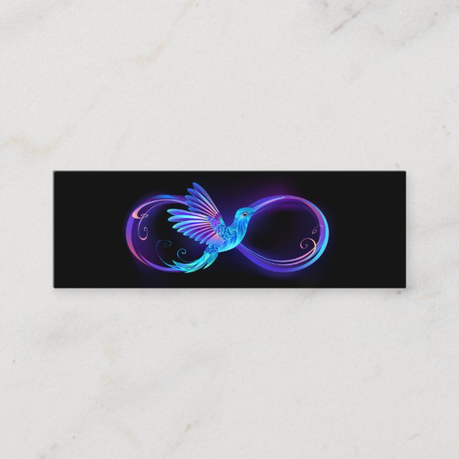 Neon Infinity Symbol mit dem leuchtenden Hummingbi Telefonnummerkarte (Vorderseite)