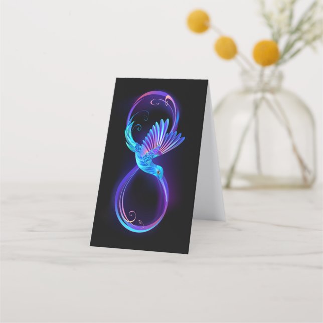 Neon Infinity Symbol mit dem leuchtenden Hummingbi Treuekarte (Rückseite)