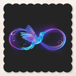 Neon Infinity Symbol mit dem leuchtenden Hummingbi Untersetzer