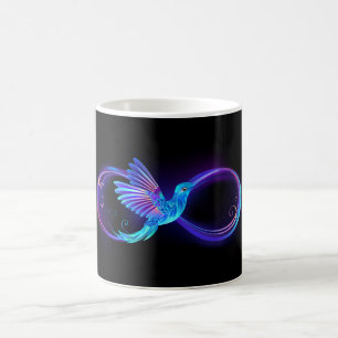 Neon Infinity Symbol mit dem leuchtenden Hummingbi Verwandlungstasse