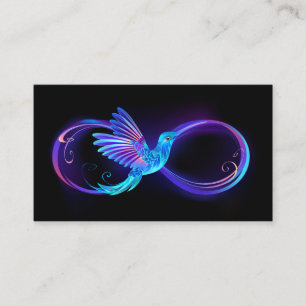 Neon Infinity Symbol mit dem leuchtenden Hummingbi Visitenkarte