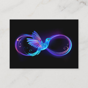 Neon Infinity Symbol mit dem leuchtenden Hummingbi Visitenkarte