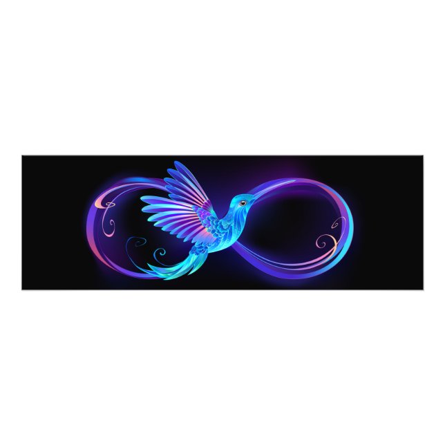 Neon Infinity Symbol with Glowing Hummingbird Fotodruck (Vorne)