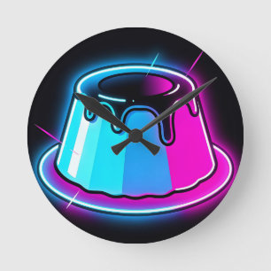 Neon-Jelly-Glow-Dessert-Kunst Runde Wanduhr