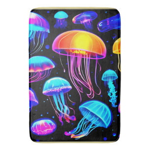 Neon Jellyfish Badematte