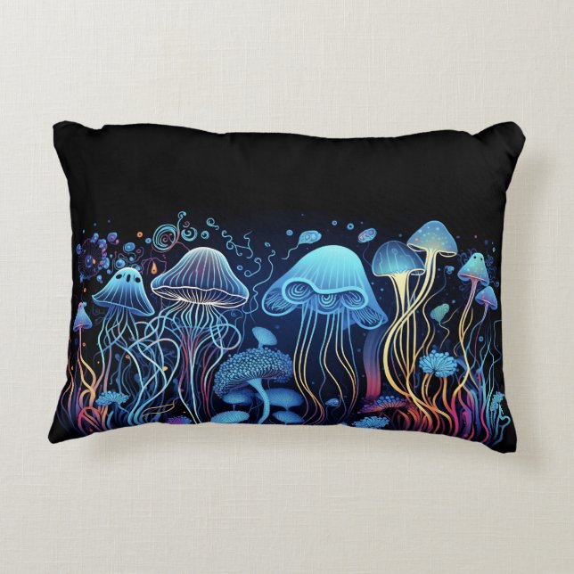 Neon Jellyfish Dekokissen (Rückseite)