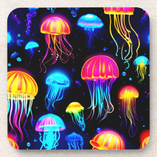 Neon Jellyfish Dreamscape Getränkeuntersetzer
