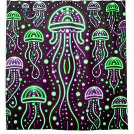 "Neon Jellyfish Glow Art" Duschvorhang