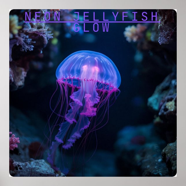 Neon Jellyfish GlowUnderwater Höhle Poster (Vorne)