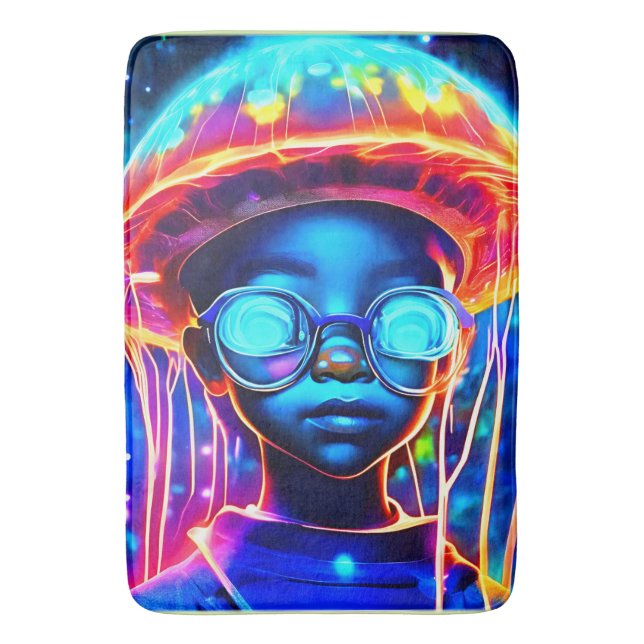 Neon Jellyfish Kindervision Badematte (Vorderseite Vertikal)