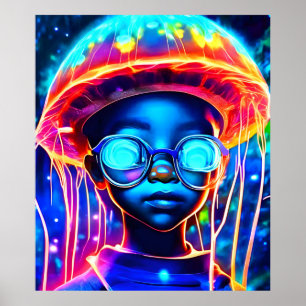 Neon Jellyfish Kindervision Poster