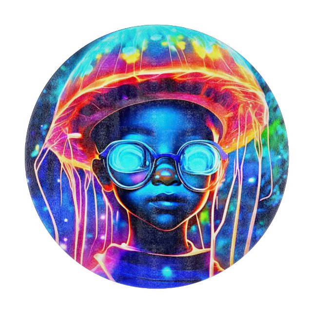 Neon Jellyfish Kindervision Schneidebrett (Vorderseite)