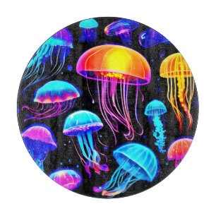 Neon Jellyfish Schneidebrett