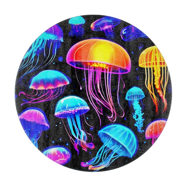 Neon Jellyfish Schneidebrett (Vorderseite)
