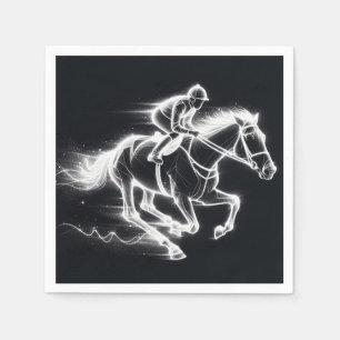 Neon Jockey auf einem Galloping Pferd Serviette