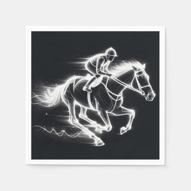 Neon Jockey auf einem Galloping Pferd Serviette (Vorderseite)