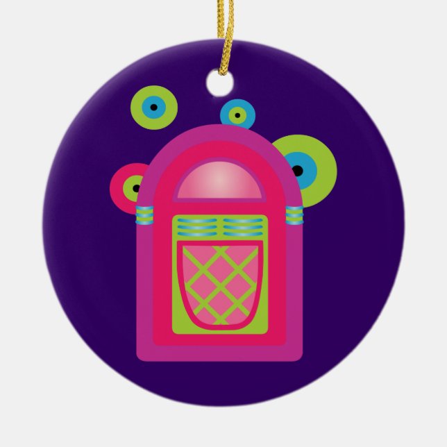 Neon Jukebox Keramik Ornament (Vorne)