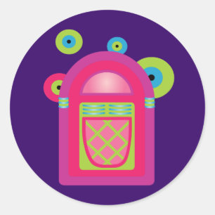 Neon Jukebox Runder Aufkleber