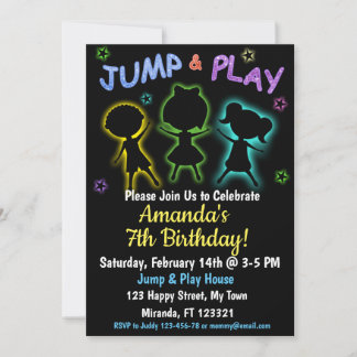 Neon Jump and Play - Einladung zum Geburtstag