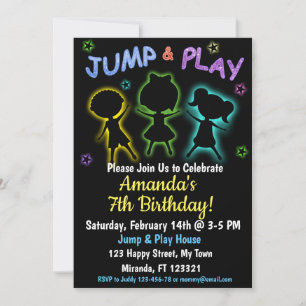 Neon Jump and Play Geburtstagseinladung Einladung