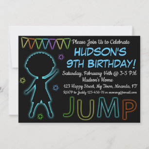Neon Jump Geburtstagseinladung Einladung