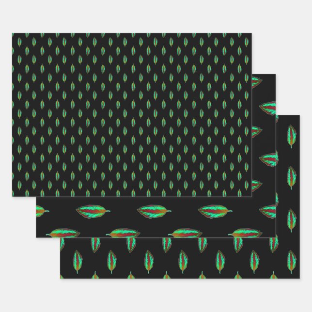 Neon Jungle farbiges Leaf Geschenkpapier Set (Set)