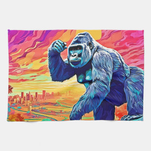 Neon Jungle Gorilla Urban Fantasy Geschirrtuch