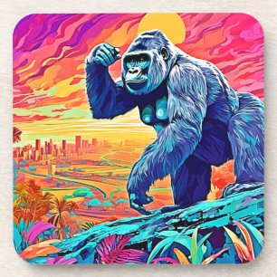 Neon Jungle Gorilla Urban Fantasy Getränkeuntersetzer