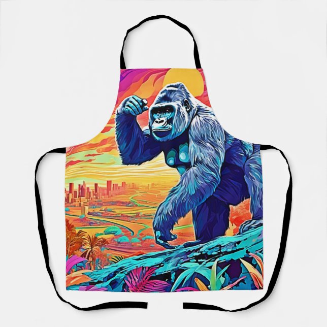 Neon Jungle Gorilla Urban Fantasy Schürze (Vorderseite)