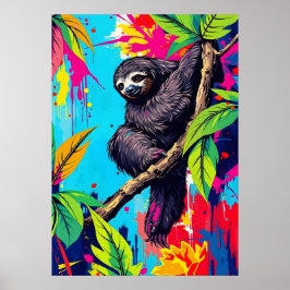 Neon Jungle Sloth - Colorschlauch Poster