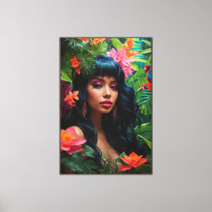 Neon Jungle Stretched Canvas Print Leinwanddruck