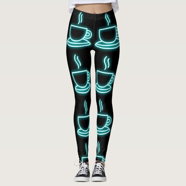 NEON KAFFEE DRUCKEN YOGA PANTS LEGGINGS (Vorderseite)