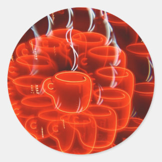 Neon-Kaffeetasse Wahnsinn Runder Aufkleber
