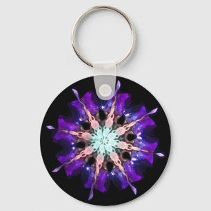 Neon Kaleido-Drehung Burst in Lila und rosa Schlüsselanhänger
