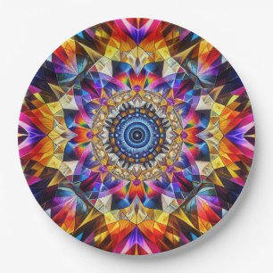 Neon Kaleidoscope Design Pappteller