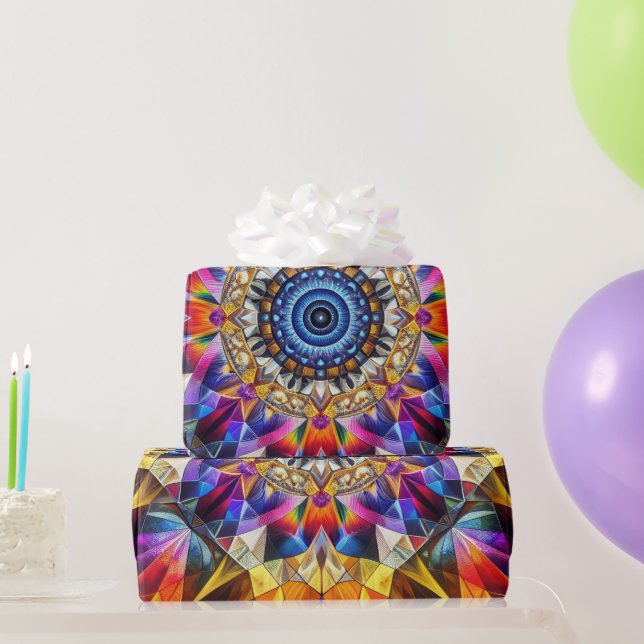 Neon Kaleidoscrope Abstrakt Geschenkpapier (Partygeschenke)