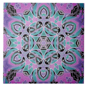 Neon-Kaleidoskop , Mandala Fliese