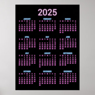 Neon-Kalender 2025 Poster