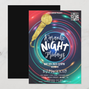 Neon-Karaoke-Nacht-Veranstaltung-Party-Bar-Club- F Einladung