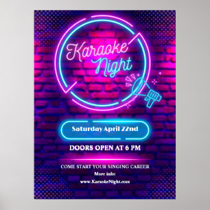 Neon Karaoke Night Medium anpassen Poster