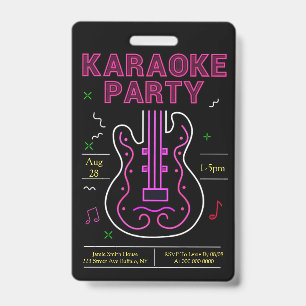 Neon Karaoke Party Ausweis