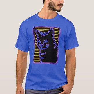 Neon-Katze Glow Retro Vaporwave Katze Junge T-Shirt