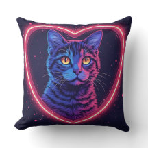 Neon-Katzen-Herz-Design – Süße leuchtende Katzenli